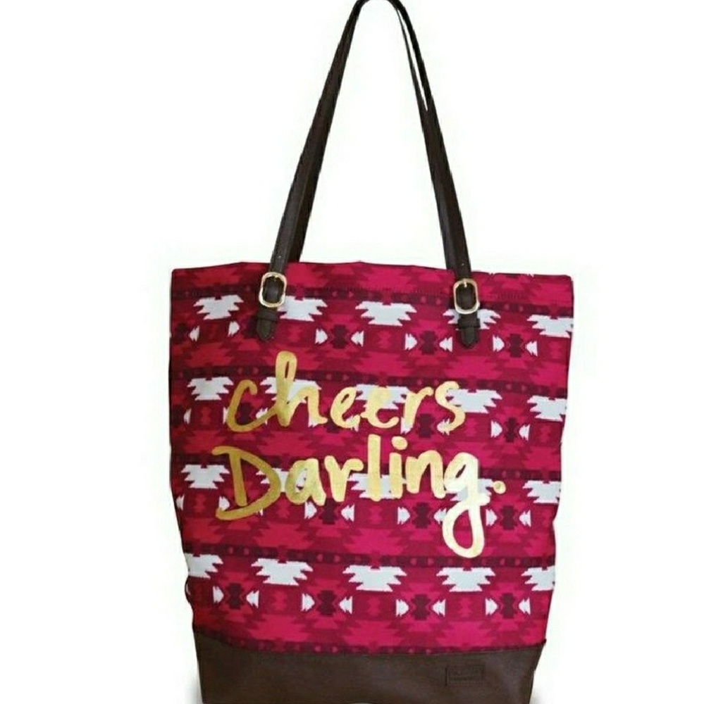 Cheers Darling printed canvas tote NWT